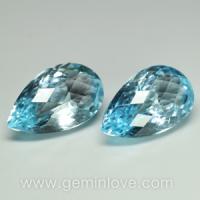 Blue Topaz พลอยบลูโทพาส พลอยสีฟ้า ต่างหู เสริมดวงวันศุกร์ เสริมราศีกันย์ พลอยดิบ พลอยแท้ มีใบเซอร์ฯ
