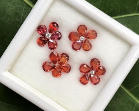 orangesapphire  พลอยซัฟไฟร์สีส้ม พลอยเนื้อแข็ง พลอยทรงหยดน้ำ  พลอยประจำวันเกิดพฤหัส ต่างหู จี้ แหวน พลอยเสริมดวง พลอยแท้ พลอยเผาเก่า 