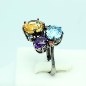 amethyst ring เครื่องประดับ พลอยแท้ อะเมทิสต์ ซิทริน บลูโทพาส แก้ชง อัญมณี กุมภาพันธ์ สีม่วง หัวแหวน เสริมดวง เสริมทรัพย์ ดูดวง