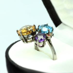 amethyst ring เครื่องประดับ พลอยแท้ อะเมทิสต์ ซิทริน บลูโทพาส แก้ชง อัญมณี กุมภาพันธ์ สีม่วง หัวแหวน เสริมดวง เสริมทรัพย์ ดูดวง
