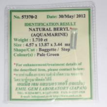 gemstone: อะคัวมารีน-Aquamarine size: 13.87x4.57x3.44 carat: 1.71Ct.