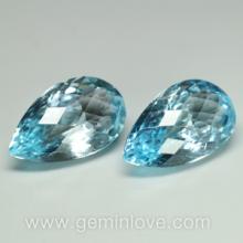 Blue Topaz พลอยบลูโทพาส พลอยสีฟ้า ต่างหู เสริมดวงวันศุกร์ เสริมราศีกันย์ พลอยดิบ พลอยแท้ มีใบเซอร์ฯ