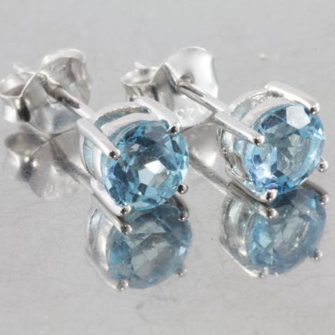 Blue topaz earring, diamond ต่างหูพลอยแท้  ดูดวง พลอยน้ำเงิน ต่างหูของขวัญ เสริมดวงวันศุกร์
